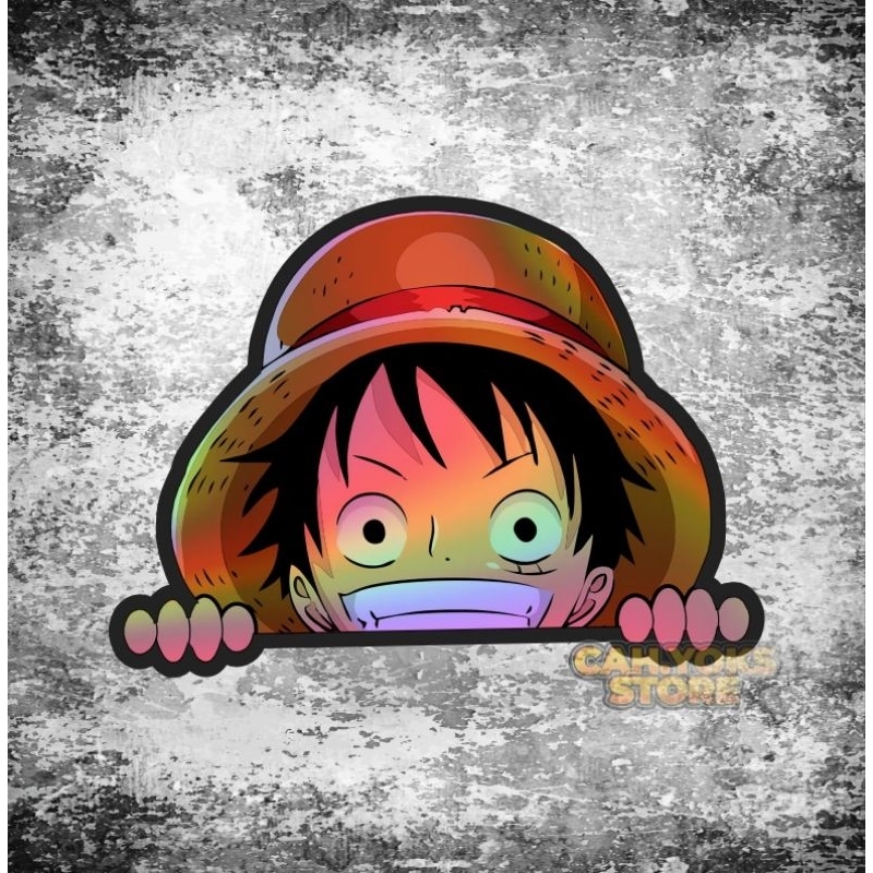 Stiker Anime Hologram Onepiece Luffy || Ukuran -+(5,5*5) || Bahan MaxDecal (Tebal), Anti Air & Awet,