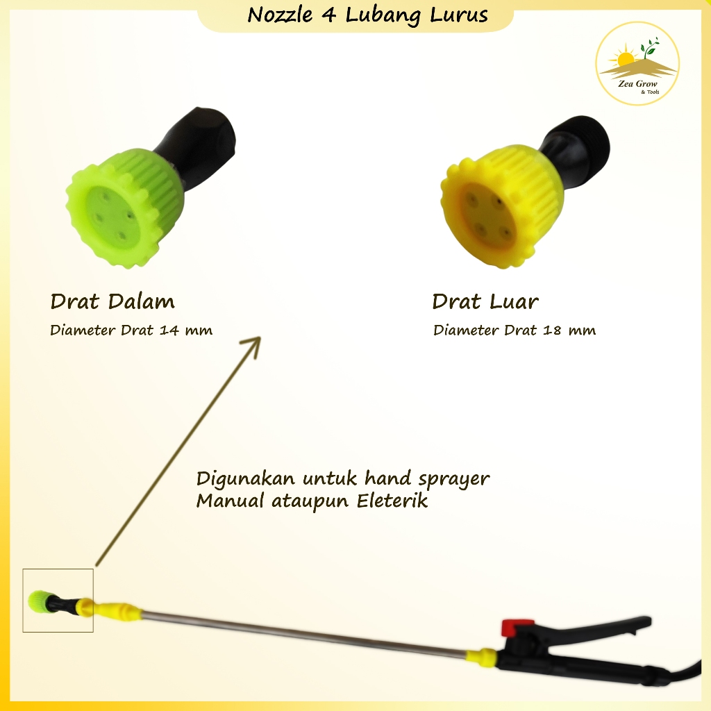 Nozzle Plastik Sprayer 4 Lubang Lurus