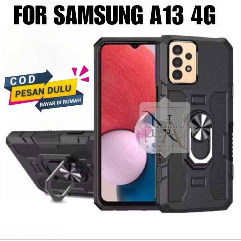 Case Hp Samsung A13 4G Hardcase Robot Armor Hit Ring Case Casing Standing Robot Premium