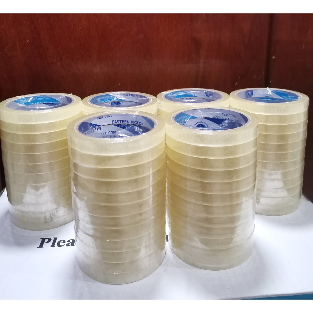 

Lakban 12x72yard 1 pack isi 12 roll Selotip 1/2 inch 45 micron Selasiban Selotp Eastern Pigeon