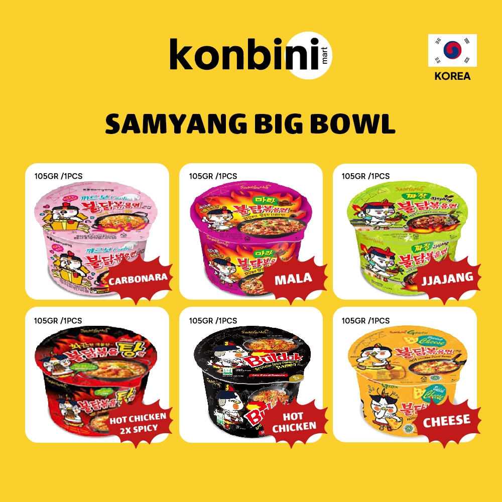 

KONBINI KOREA - Samyang Mie Instant Big Bowl 105ggr Cup Noodle All Varian