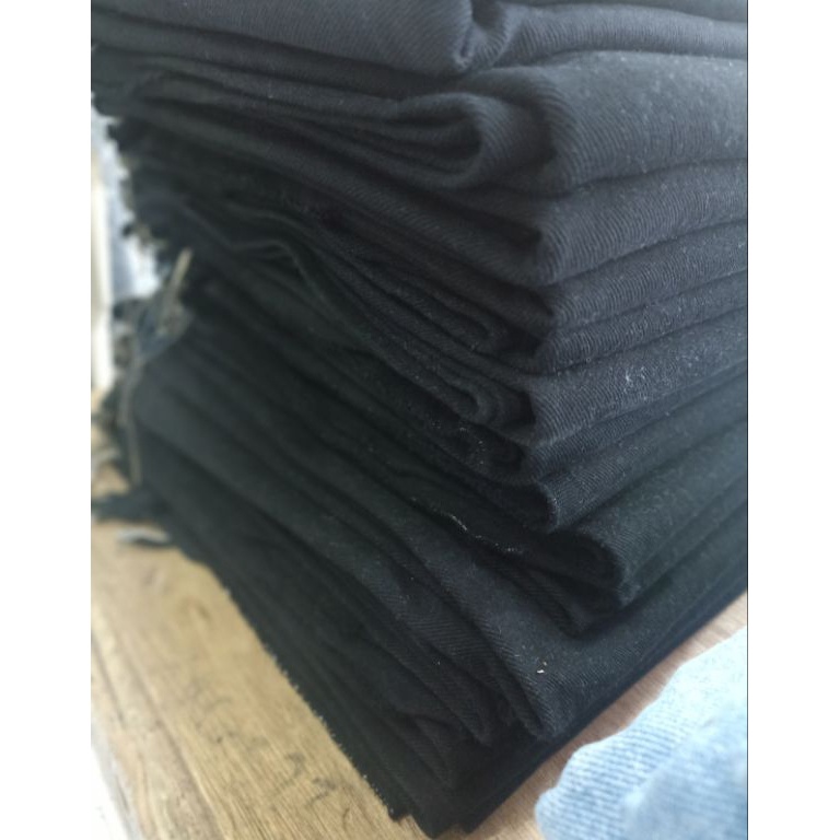 KODE I38N KAIN DENIM HITAM NON STRETCH TEBAL JEANS HITAM TIDAK MELAR