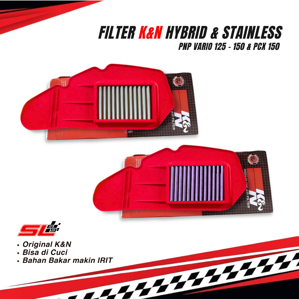 FILTER HYBRID VARIO FILTER STAINLESS VARIO FILTER UDARA K&N ORIGINAL VARIO 125 150 OLD NEW PCX 150