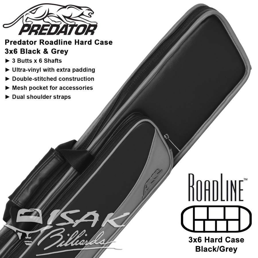 Predator Roadline 3x6 Soft Cue Case | Black & Grey Tas Stick Billiard