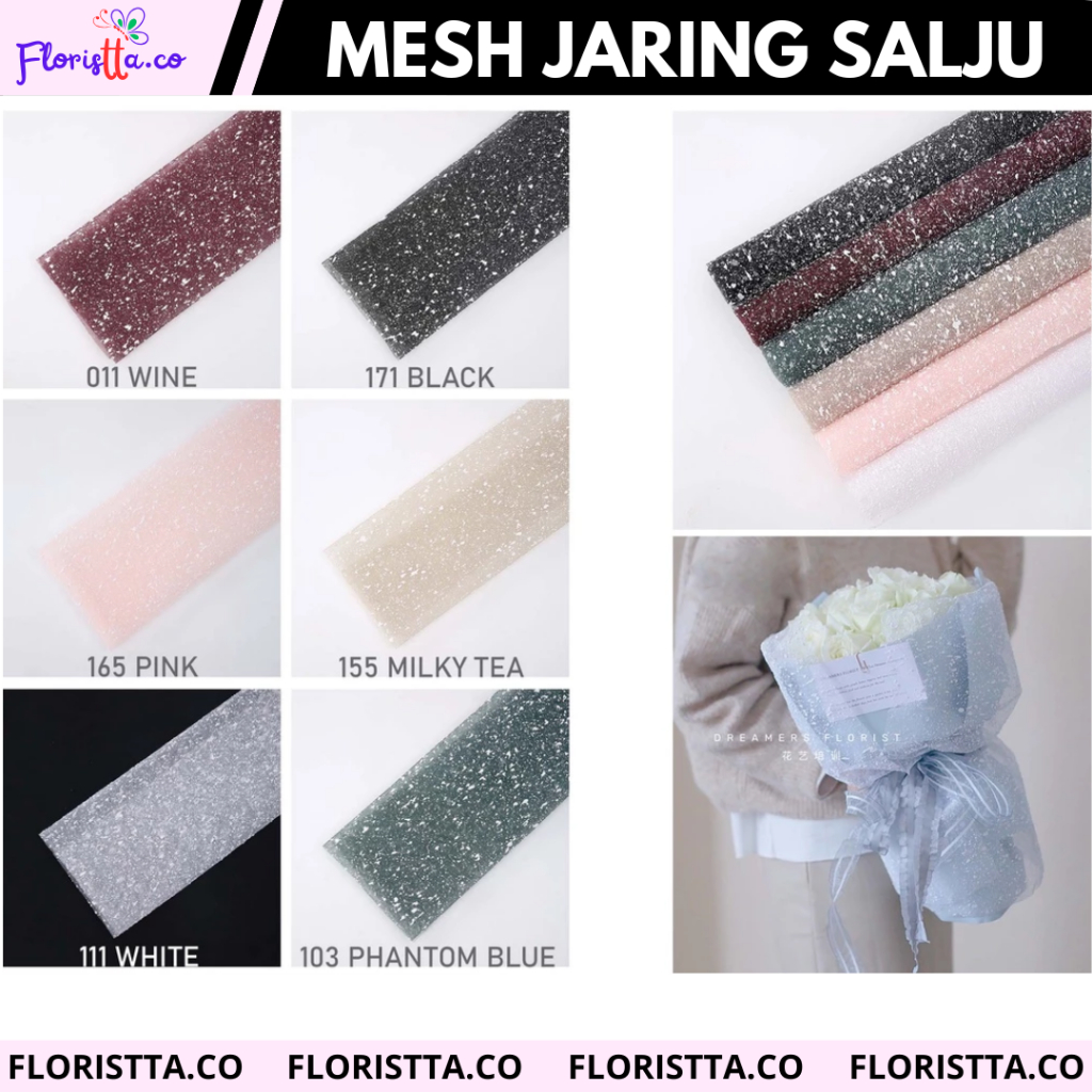 

(PACK 10 Lembar) Mesh Jaring Salju Pembungkus Buket Flower Wrapping