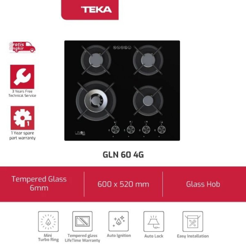 KOMPOR TANAM LINEA GLN 60 4G GAS 4 TUNGKU