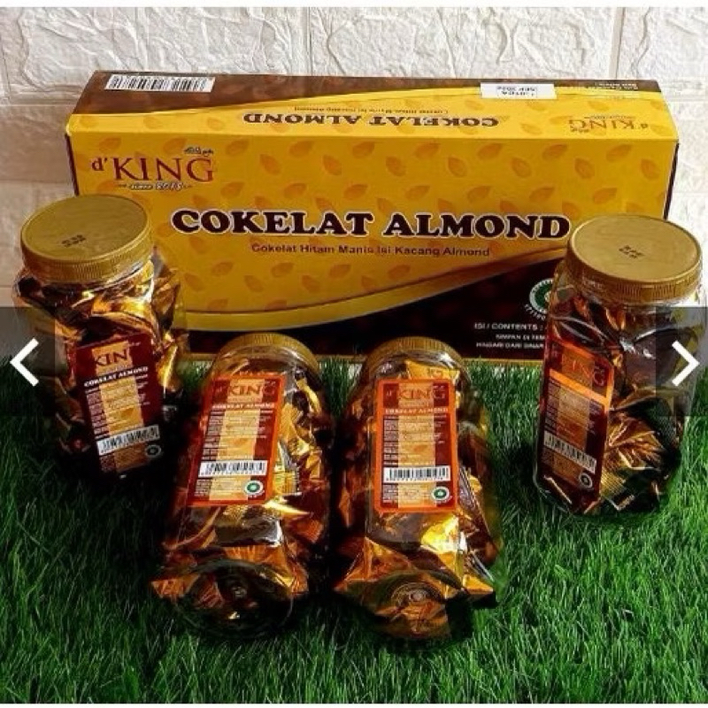 

D’KING COKLAT ALMOND (1 kotak isi 4 toples | pertoples isi 40)
