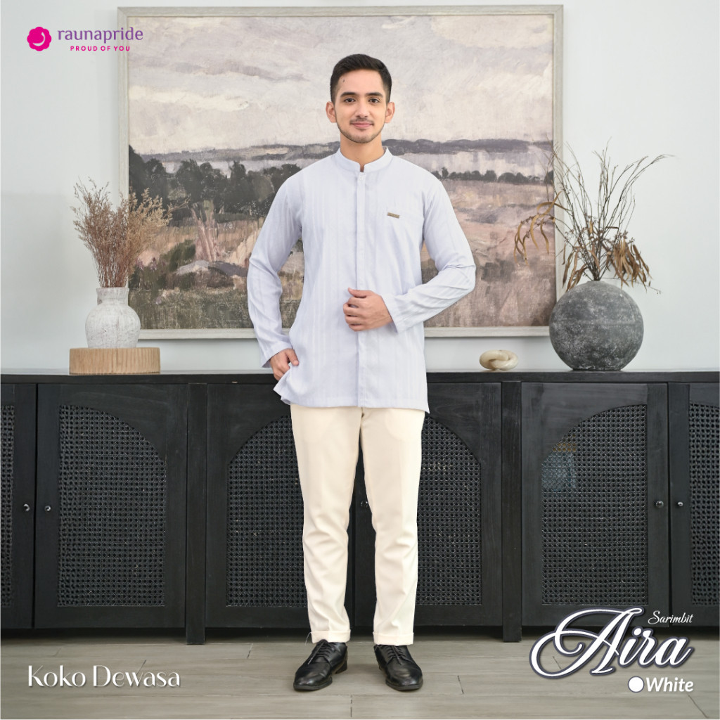 RAUNA BAJU KOKO DEWASA / KOKO ANAK / GAMIS REMAJA DAN GAMIS ANAK WARNA PUTIH MODEL AIRA