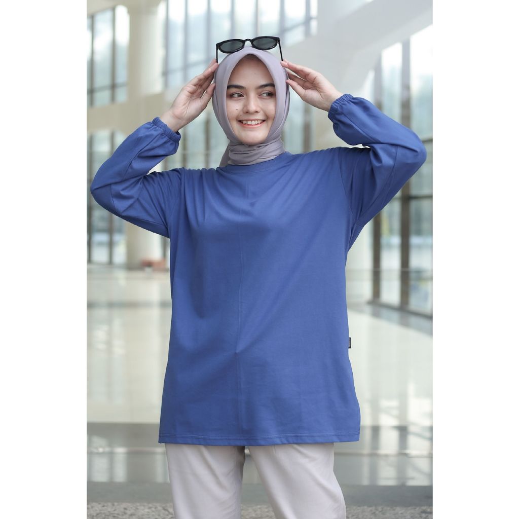 KAOS POLOS OVERSIZE WANITA LENGAN PANJANG KARET KERUT KAOS POLOS JUMBO BY AFTERDARK