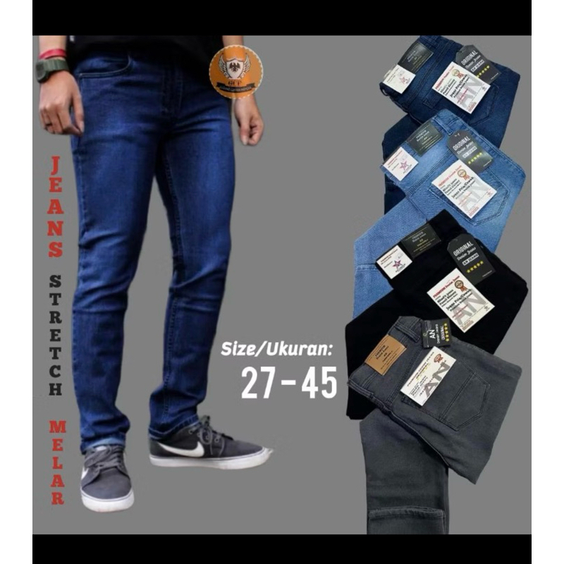 Celana Levis Botol Pria Bahan Denim Karet 27-38-44 (kualitas Premium)