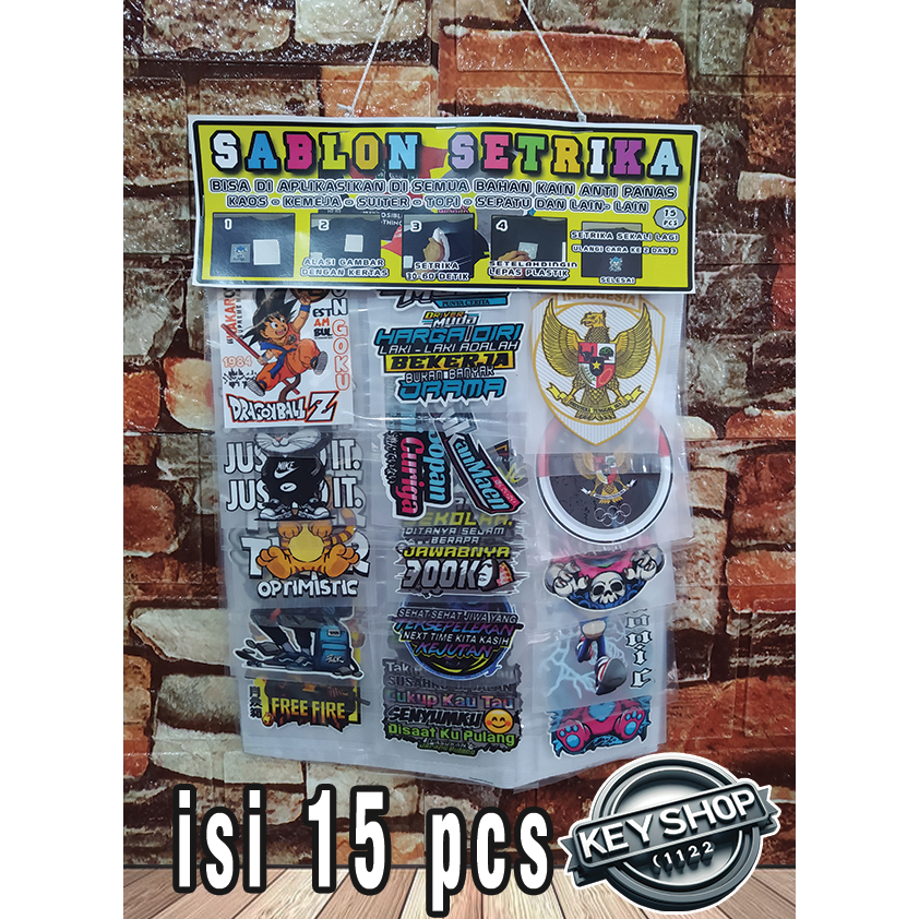 

sablon setrika, rentengan isi 15 pcs dan bonus