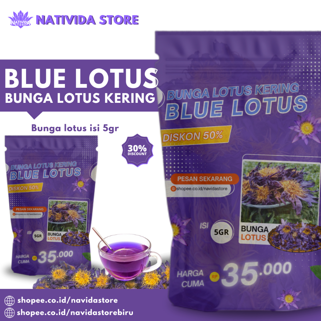 

BUNGA LOTUS KERING / BUNGA LOTUS BIRU / BLUE LOTUS TEH BUNGA TERATAI
