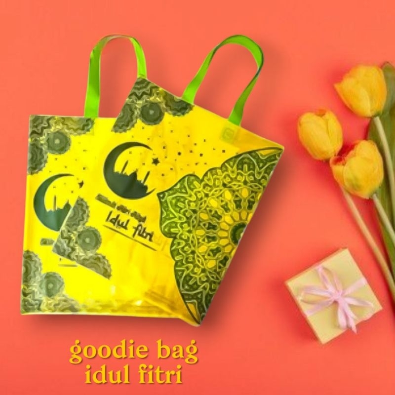 

1 lusin / 12 pcs goodie bag spunbond / tas bingkisan edisi IDUL FITRI LEBARAN beberapa ukuran