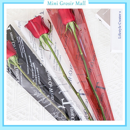 

50 Lembar Plastik buket bunga mawar satu tangkai bunga plastik single buket mawar instan SF24