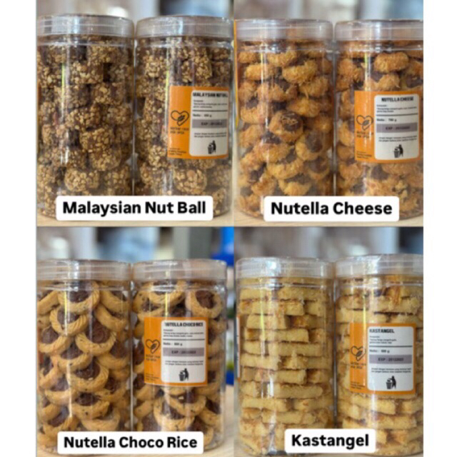 

KUKER LEBARAN Cookies Kue Kering Toples Tabung 1lt | Nastar, Malaysian Nut Ball, Nutella Choco Rice, Nutella Choco Cheese, Kastangel