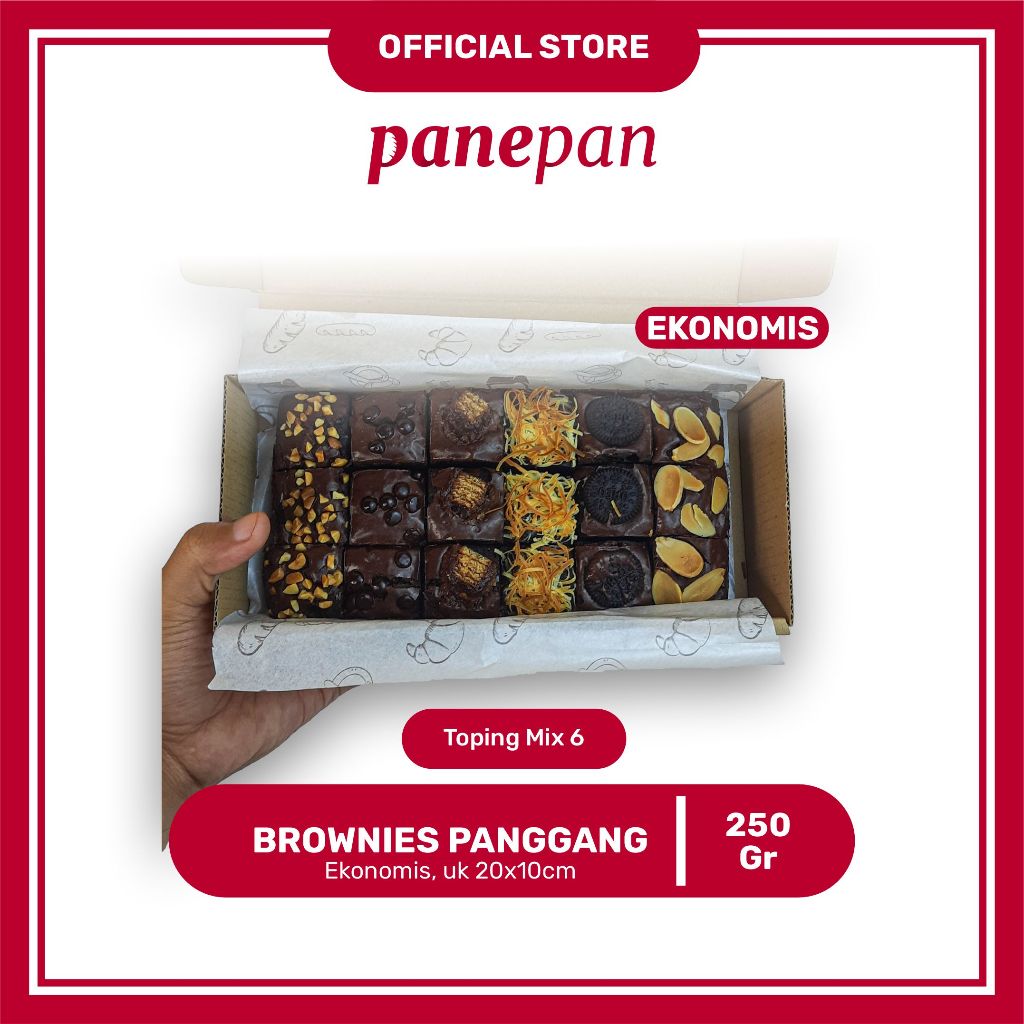 

Brownies Panggang Ukr 20x10 TOPING MIX 6 EKONOMIS By Panepan | Melted | Fudgy | Coklat | Keju