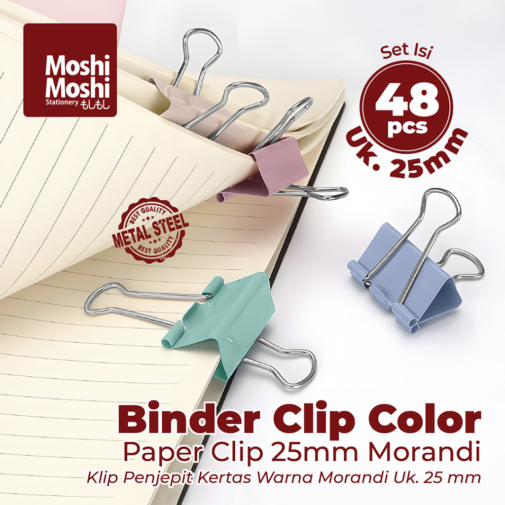 

Paper Binder Clip Color Morandi 25mm Document Moshi Klip Penjepit Kertas Peralatan Tulis