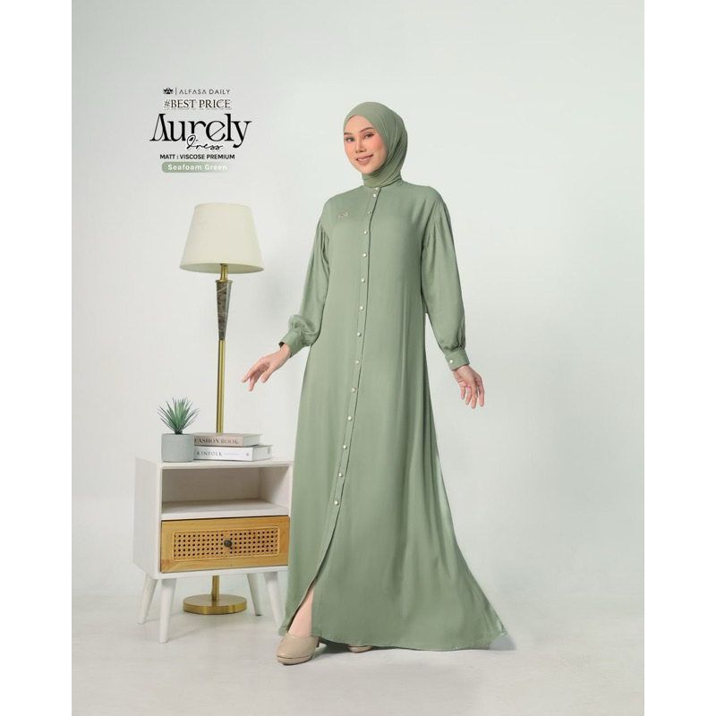 AURELY DRESS, gamis polos, gamis adem, gamis nyaman, gamis alfasa