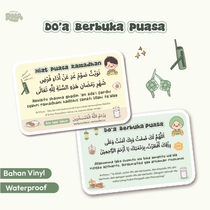 

Stiker Doa Niat Puasa Ramadhan | Berbuka Puasa | Sticker Vinyl Waterproof | Cute | Edukasi Gambar Lucu Anak | Kecil