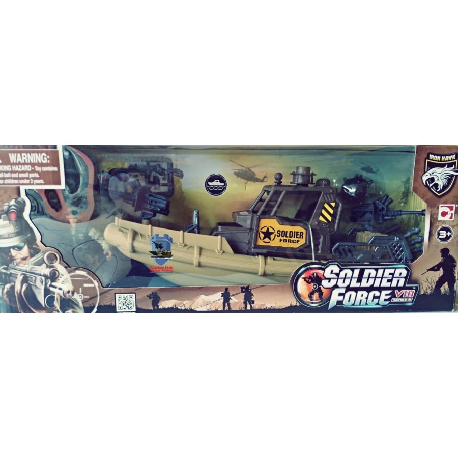 Mainan Kapal Boat Militer dengan Action Figure Tentara Plastik