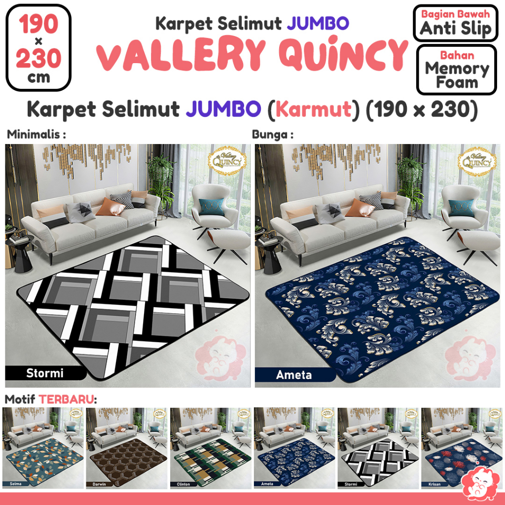 Karmut JUMBO (Karpet Selimut) (190 x 230) VALLERY Quincy Anti Slip