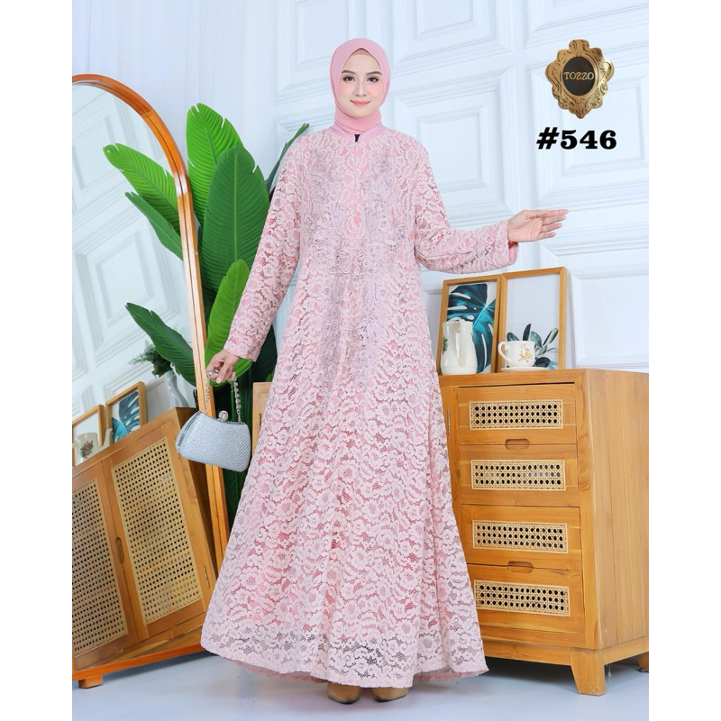 Gamis Brokat Premium Jumbo Busui Gaun Pesta Muslimah Grosir by Tozzo 546