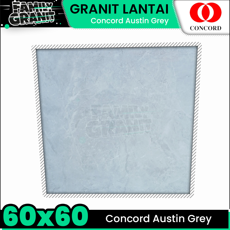 Granit Lantai 60x60 Concord Austin Grey Motif Marmer Abu Tekstur Glossy