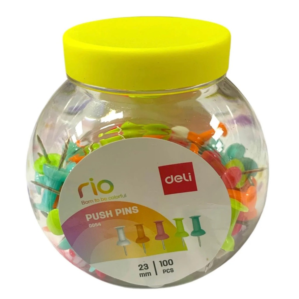 

DELI PUSH PINS 23MM 100 PCS - 100% ORI - TOKO BUKU URANUS NGAGEL SURABAYA