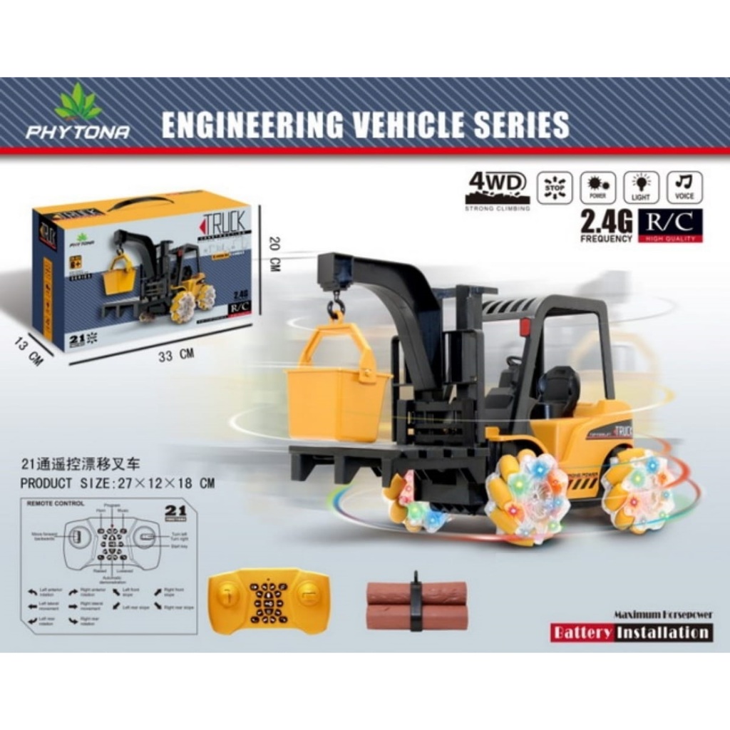 HENGJIAN MAINAN RC FORKLIFT TRUCK CRANE KONSTRUKSI REMOTE CONTROL 21 FUNGSI