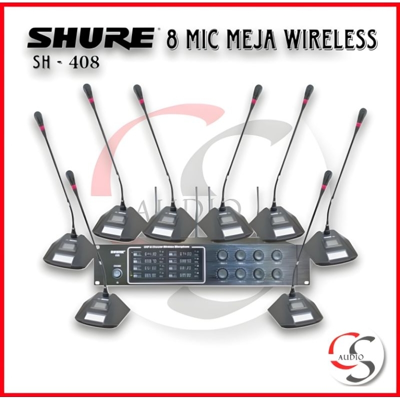 Mic Wireless Meja Shure SH 408 Confrence 8 mic podium mic conference