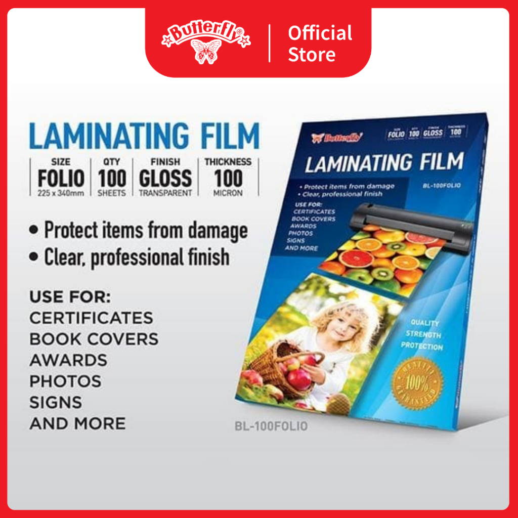 

Plastik Laminating Folio Butterfly BL-100 – 100 Lembar, Gloss Transparan, 100 Micron