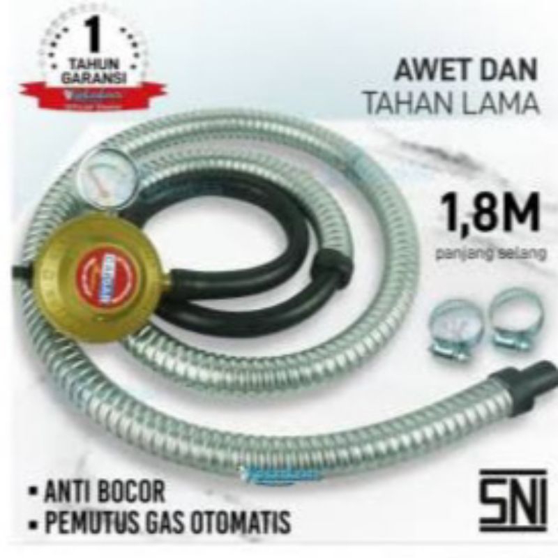 Paket selang regulator kompor gas / selang regulator meteran / regulator selang quantum