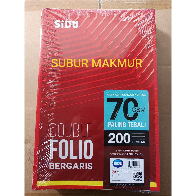 

Kertas Double Folio Bergaris SIDU 70 gsm isi 200 Lembar