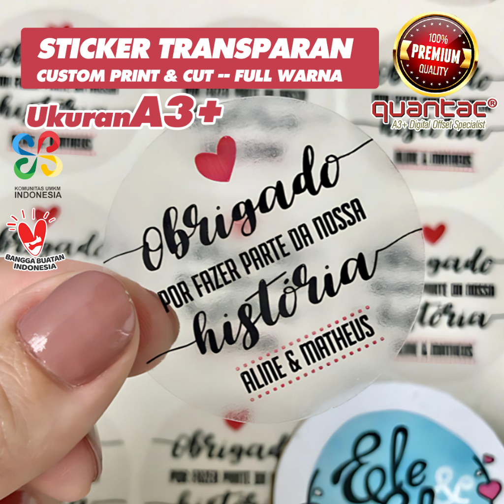 

Print Cetak Sticker Transparan Bening Clear Label Kemasan Skincare Kosmetik Makanan Minuman A3+ KISS CUT Kualitas Premium Bebas Custom Gambar Bentuk