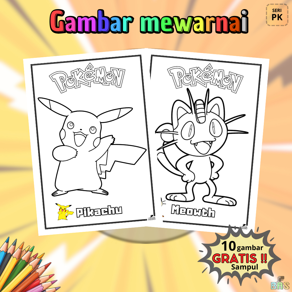 

Mewarnai gambar 10 lembar A5 tema Pokemon untuk anak PAUD TK SD kertas HVS 80 gsm terlaris termurah