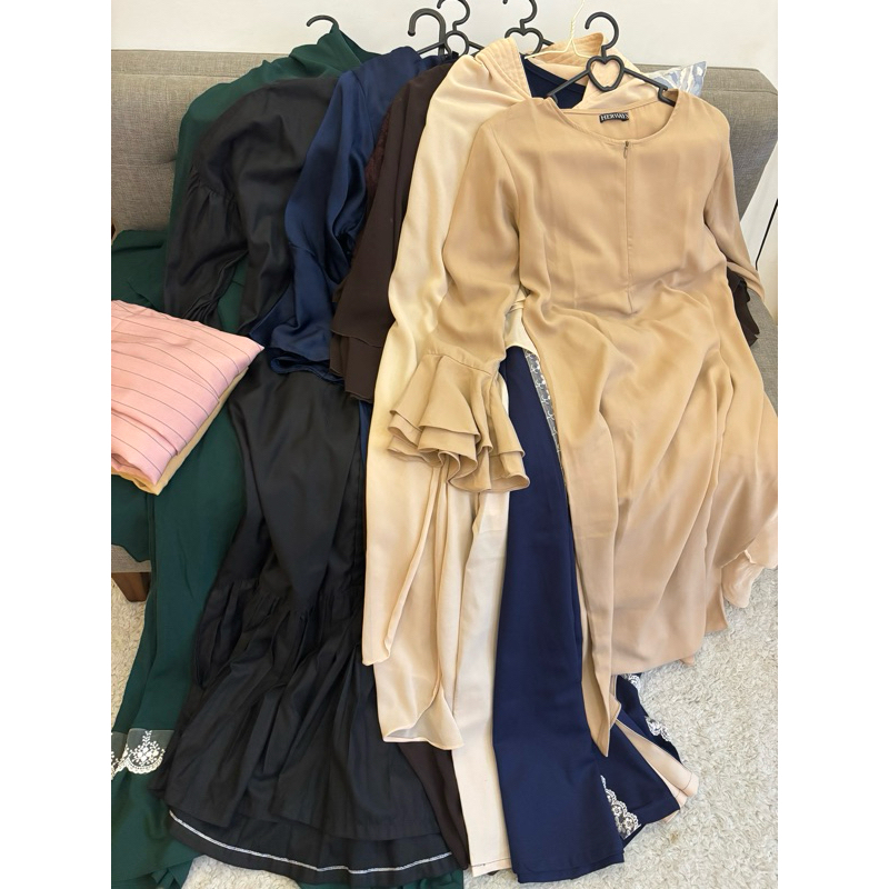 preloved gamis, setelan syar’i, rok linen, celana kulot