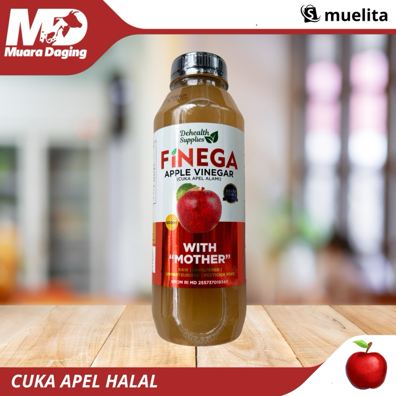 

DEHEALTH SUPPLIES FINEGA Cuka Apel 250ml (Botol Plastik) - HALAL & BEBAS PESTISIDA