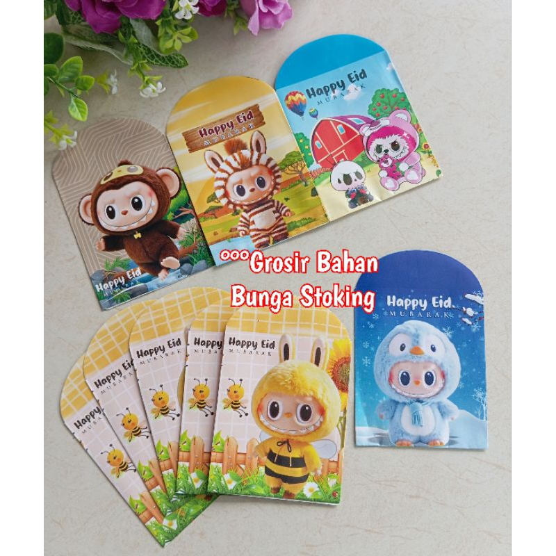 

50 Pcs Amplop Lebaran Murah - 5 Pak Angpau Labubu Viral 2025 - Amplop THR Murah
