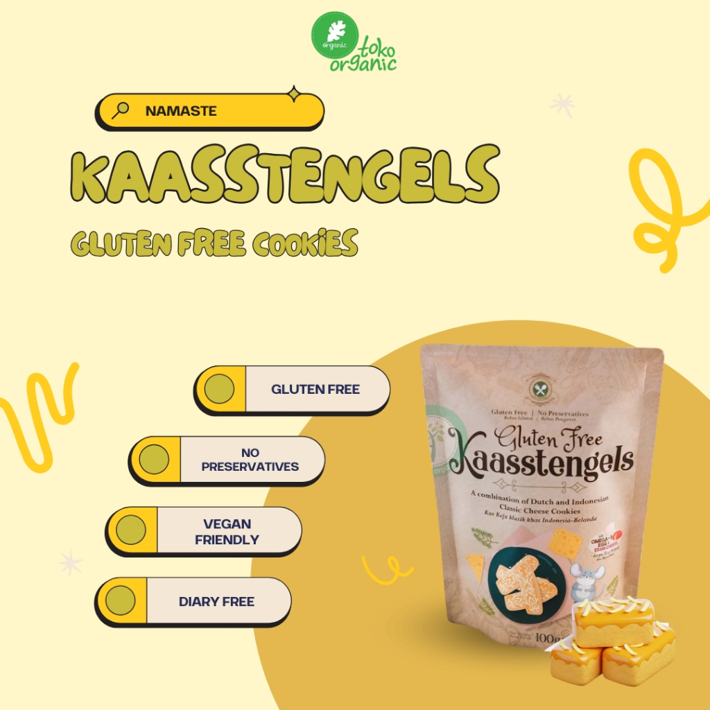 

Namaste Gluten Free Kaasstengels Cookies (100gr) | Kue Kering Keju Bebas Gluten, Kastengel Cookies Diet Friendly