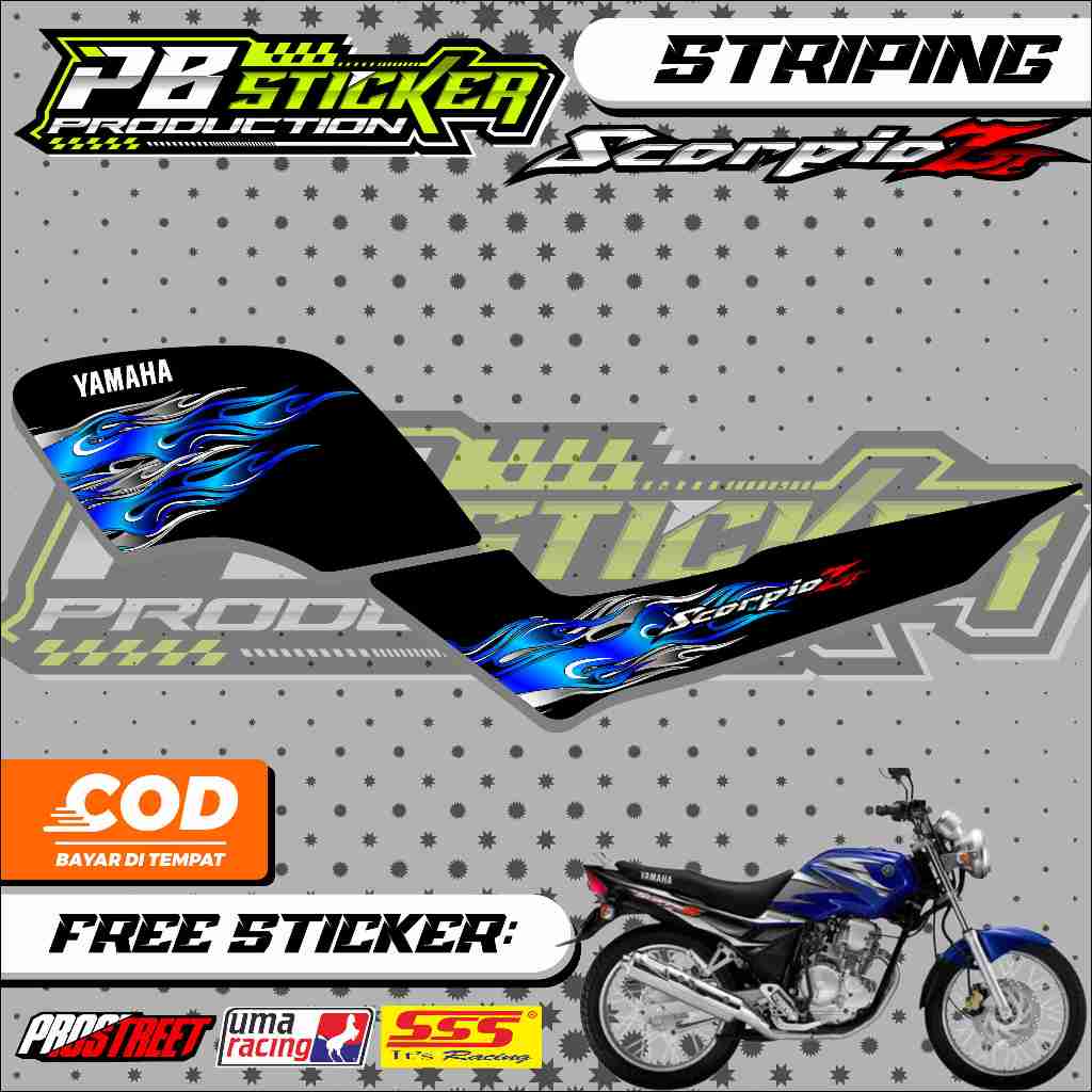 STRIPING VARIASI YAMAHA SCORPIO Z / STICKER LIST VARIASI SCORPIO Z FLAME
