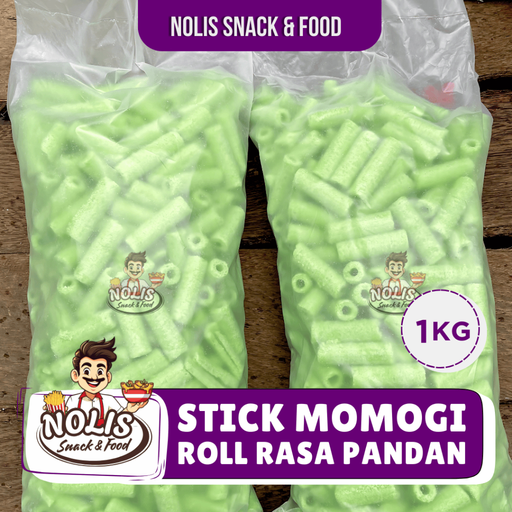 

1Kg - Stik momogi Rasa Pandan / stik momogi manis gurih Momogi kiloan / Grosiran Snack Cemilan Nolis