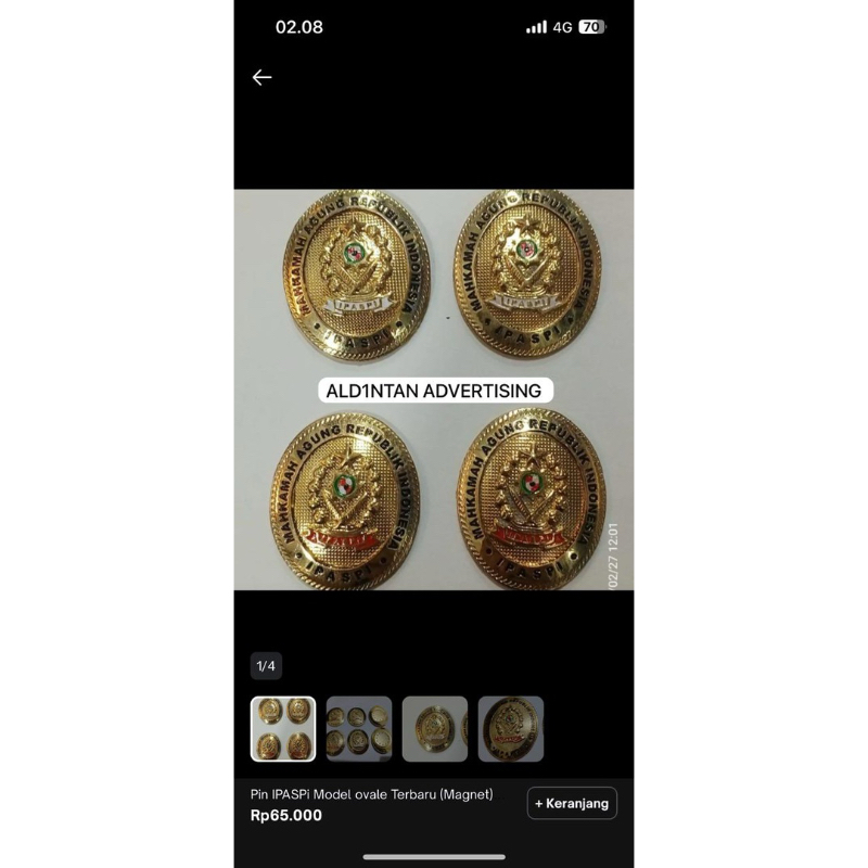 pin kuningan custom / pin custom