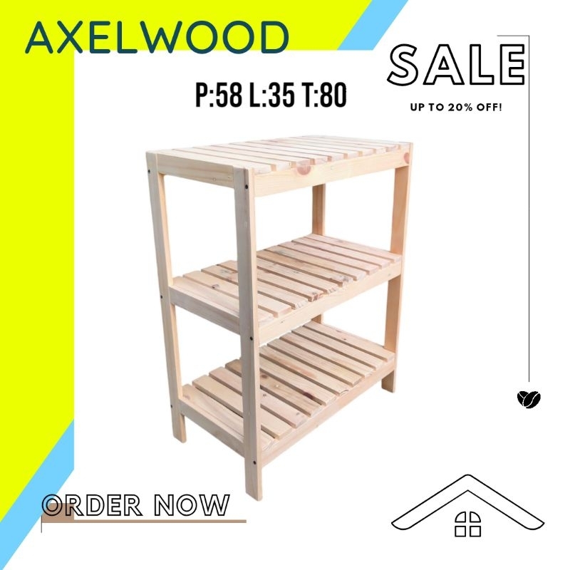 Rak susun rak serbaguna rak kayu rak 3 susun rak dispenser rak 3 tingkat