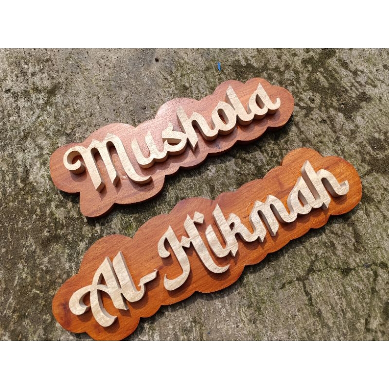 Huruf Kayu Timbul Custom Nama - Papan Nama Ukir  Kayu Custom unik