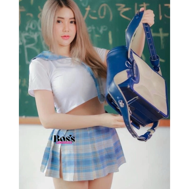 1614 Kostum student murid pelajar seragam sekolah jepang lingerie import premium cosplay kotak-kotak