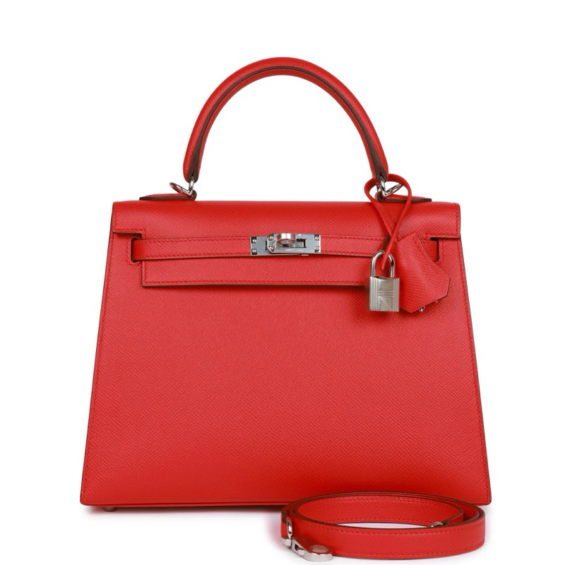 HM KELLY 25 Red PHW Epsom Leather