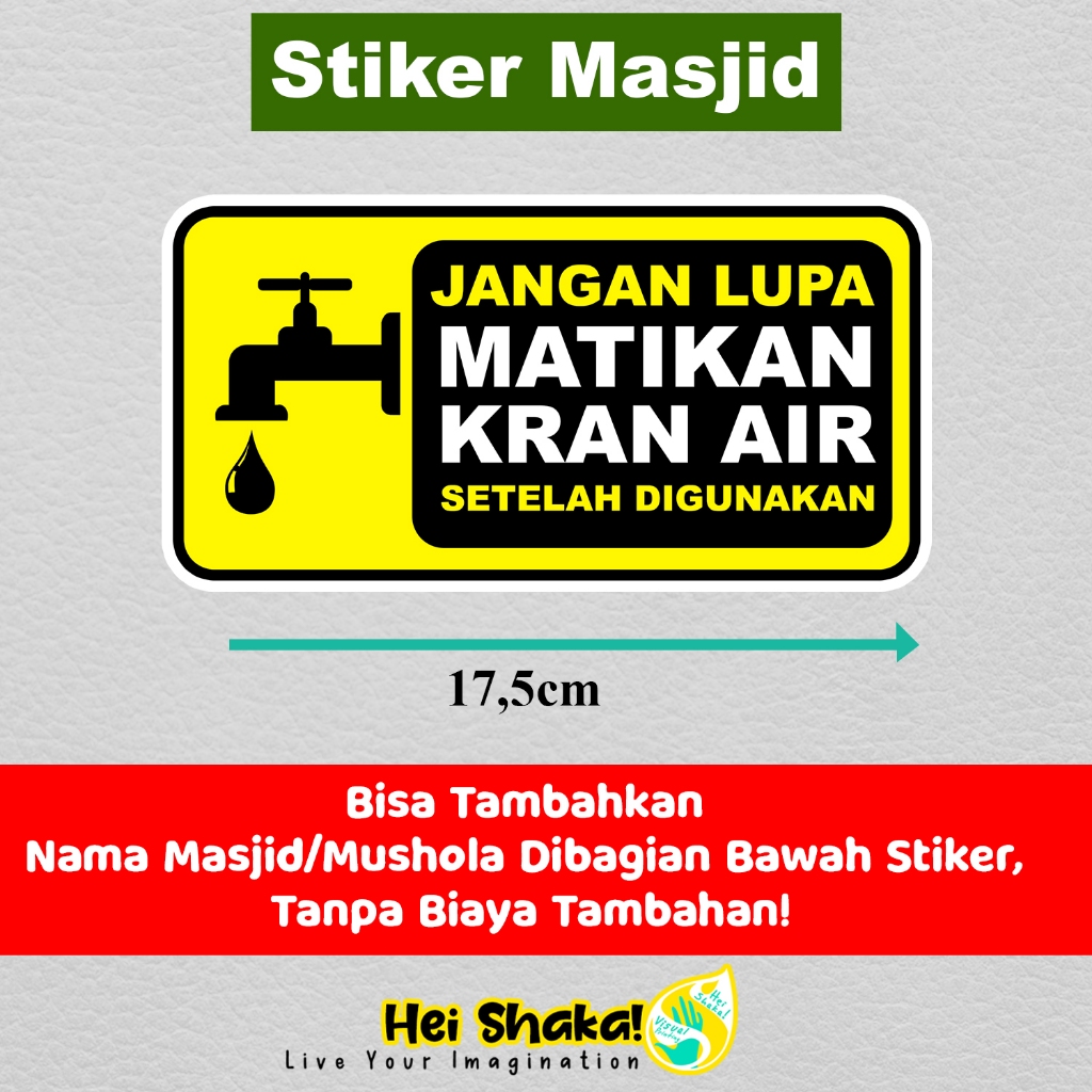

(Bisa Custom) Heishaka Stiker Jangan Lupa Matikan Kran Air Setelah Digunakan Sticker Seri Rambu Masjid Bahan Vinyl Anti Air