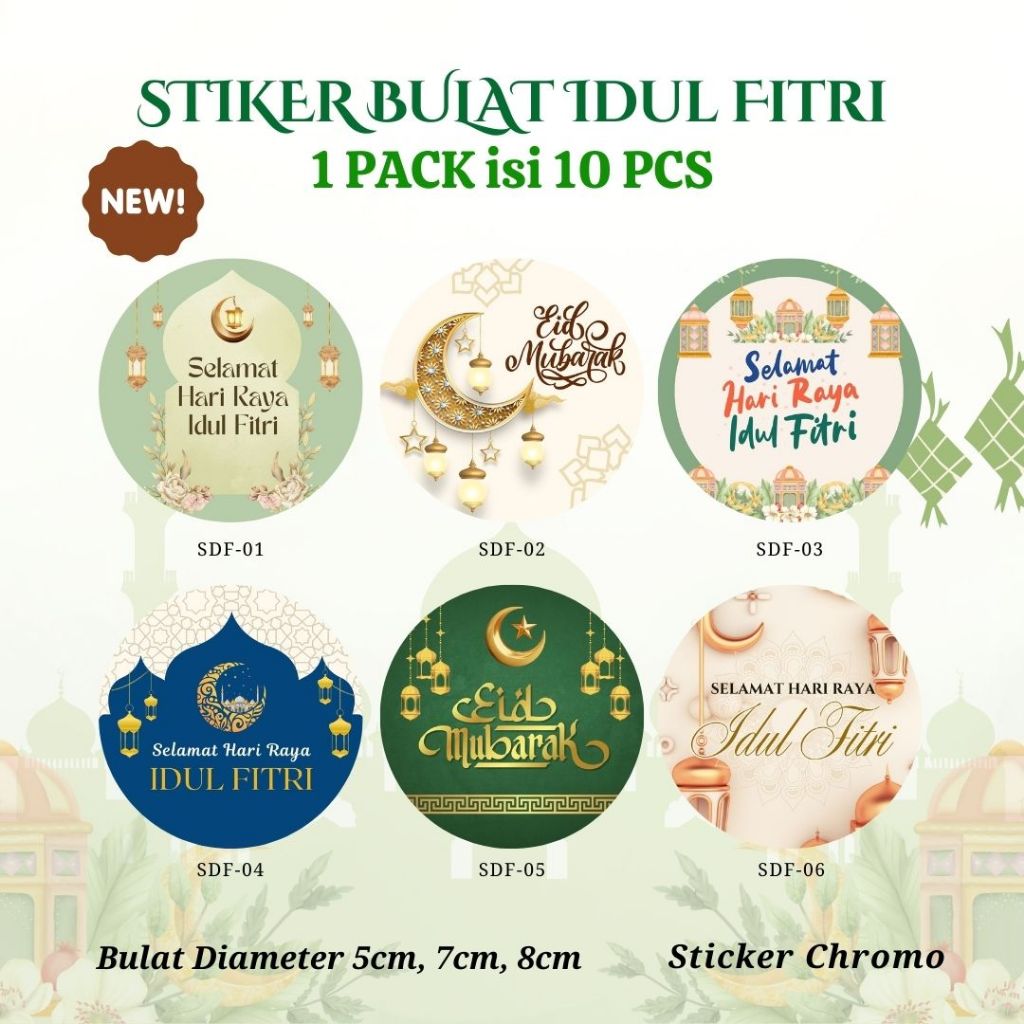 

[10 pcs] Sticker Idul Fitri Hampers Lebaran / Stiker Toples Kue Idul Fitri Hampers Ramadhan - Isi 10