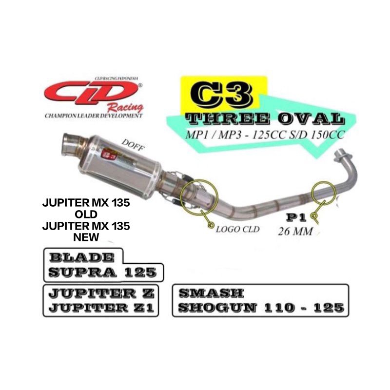 KNALPOT CLD C3 OVAL dan BULAT..JUPITER Z/BLADE/SMASH/JUPITER MX OLD/NEW/SHOGUN125/SUPRA125/JUPITER Z