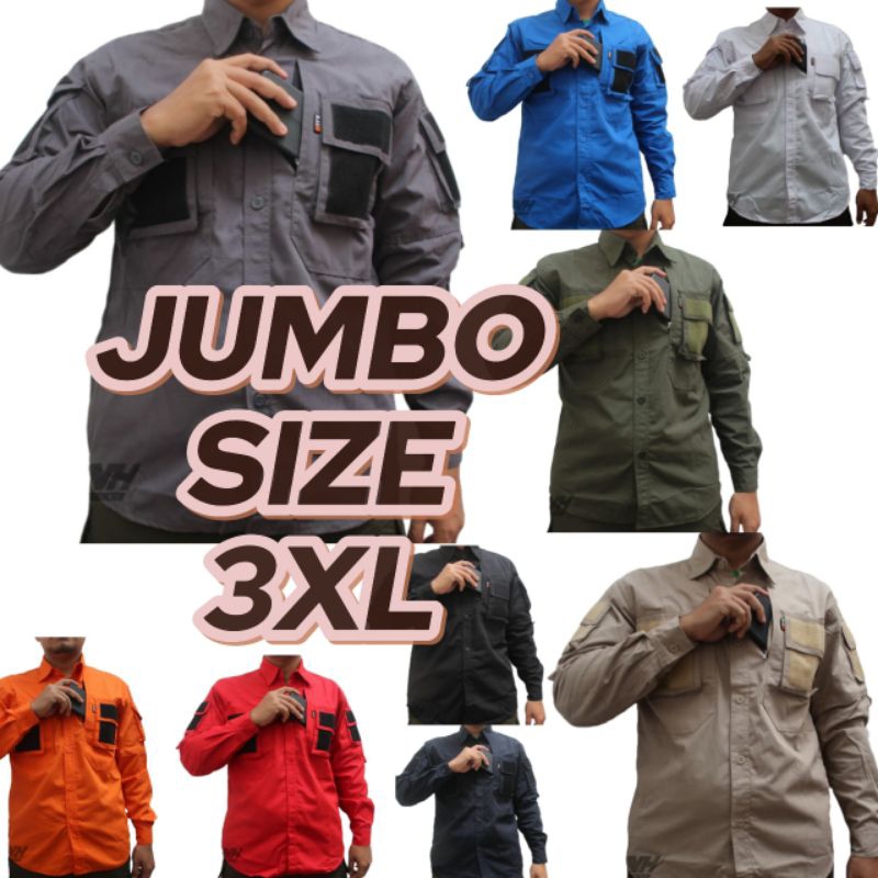 Baju kemeja Tactical 5 l l size 3XL XXXL Big lengan panjang komando army kerja Pdl LsM Polisi